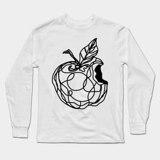 Abstract Apple Forbidden Fruit Bite Line Art Long Sleeve T-Shirt